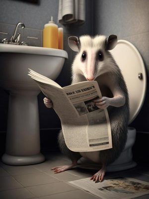 Ontspannen Opposum in de WC