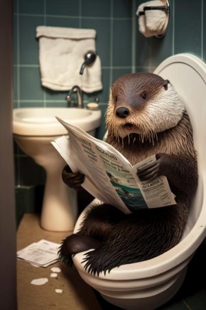 Ontspannen Otter in de WC!