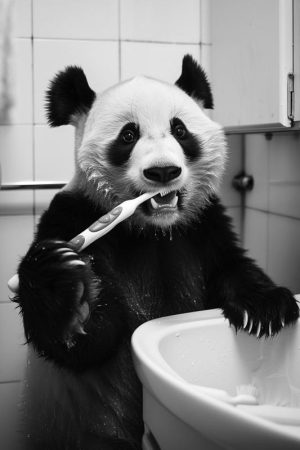 Lachende Panda met Tandenborstel