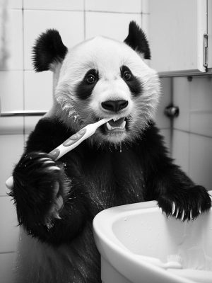 Schattige Panda met Tandenborstel