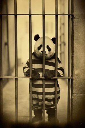 Panda achter de tralies