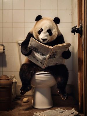 Panda Met Boek: Ontspanning op de Wc!