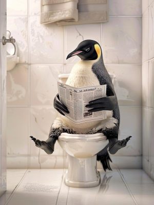 Leuke Pinguïn op 't Toilet