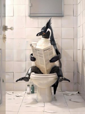Leuke Pinguïn op het Toilet