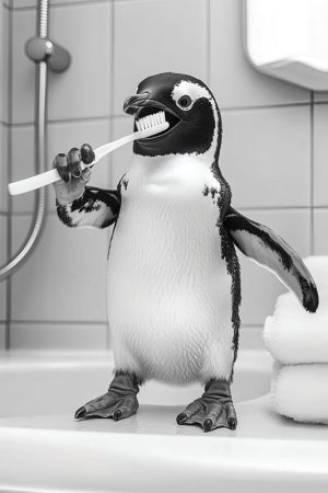 Schattige Pinguïn met Tandborstel