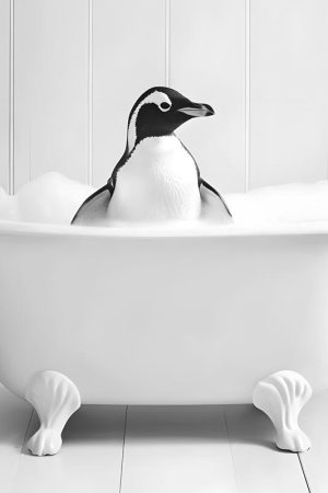 Schattige Pinguin in Badkuip!