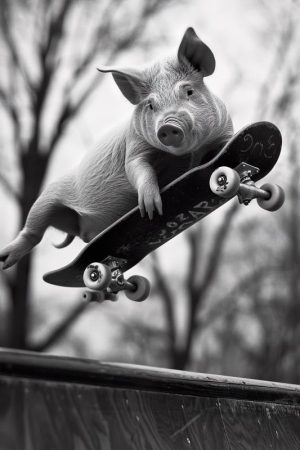 Skateboardende Varkenspirit!