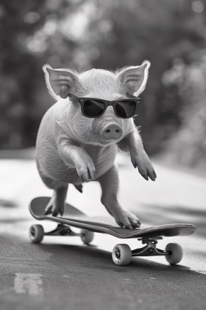 Skateboardende Varkentje!