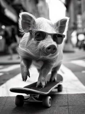 Skateboardende Varkentje