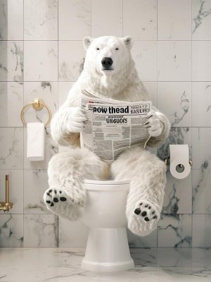 Grappige ijsbeer op het toilet