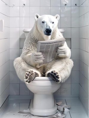 Hilarische Eisbär op het Toilet