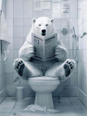 Ontspannen IJsbeer op de WC!