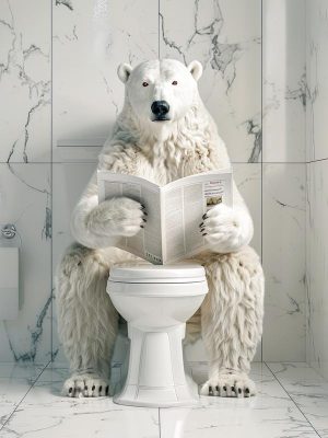 Grappige ijsbeer op het toilet