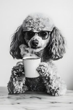 Chillende Hond met Koffie