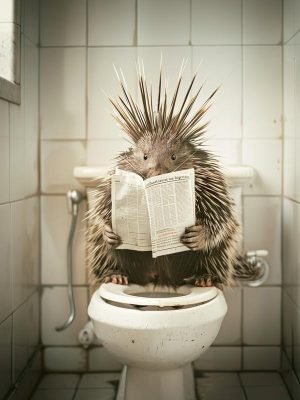 Een stekelige lezer op het toilet!
