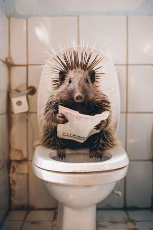 Hilarische Egel op de WC