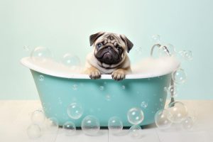 Pug in de Badkuip: Schattig en Speels!