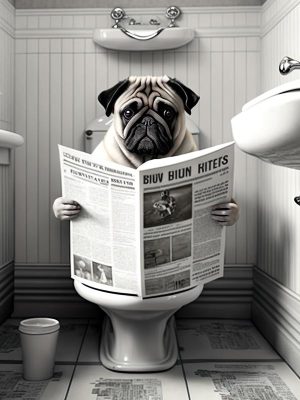 Pug met een Krant