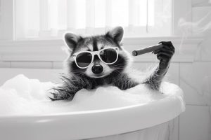 Relaxte Wasbeer in Bad
