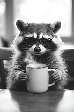 De Leuke Raccoon met Koffie