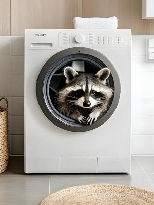 Schattige Wasbeer in de Wasmachine!
