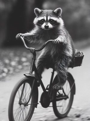 Fietsende Wasbeer