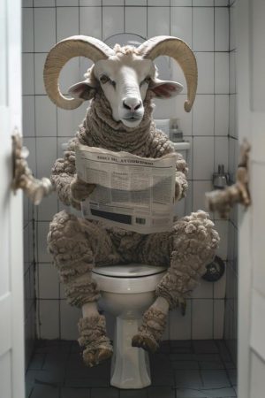 Lollige Schaap op het Toilet!