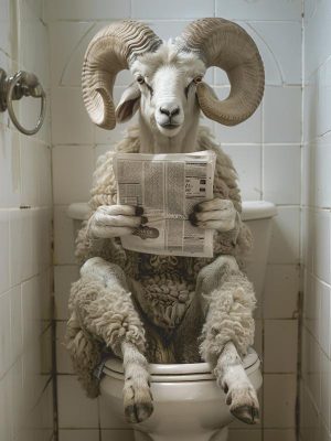 De Lezende Ram op het Toilet