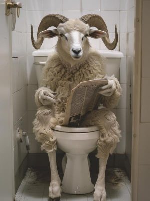 Knappe Ram in de WC