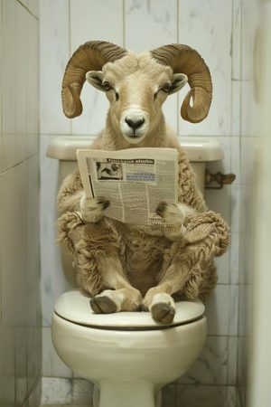 De Lezende Ram op het Toilet