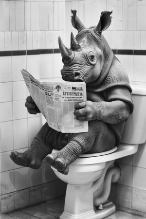 Rijdende Rhinoceros op Toilet