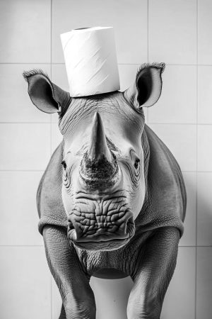 Rimpelige Rhino met een Hoedje