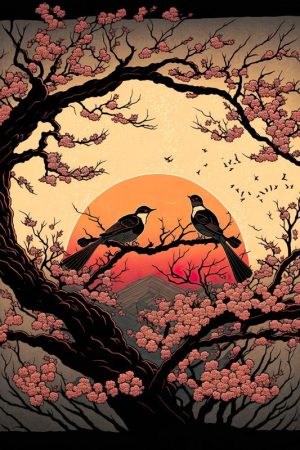 Zonsondergang met Vogels