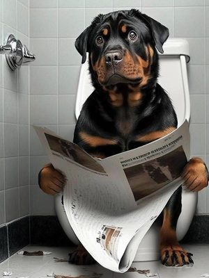 De Leuke Rottweiler op het Toilet