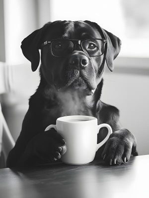 Vrolijke Labrador met Koffie