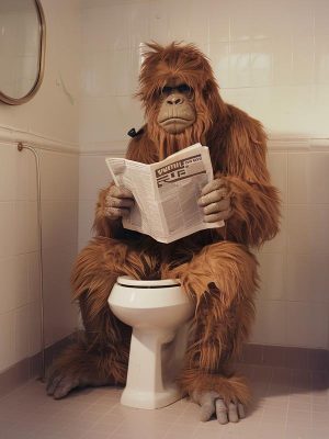 Ontspannen Aap op het Toilet