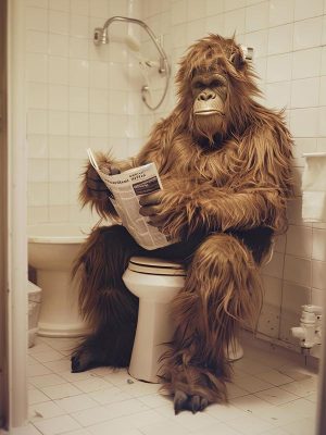 Gorilla in de badkamer