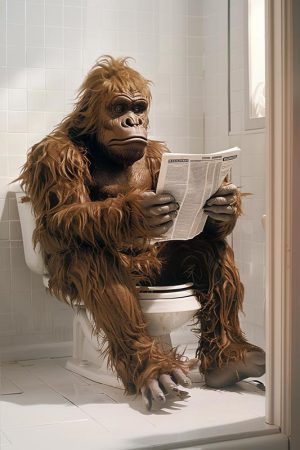 Gorilla op het toilet: een moment voor jezelf