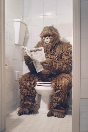 De Bigfoot op het toilet