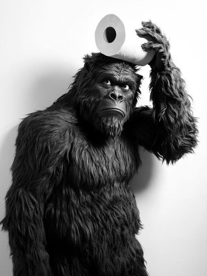 Gorilla met Rol Toiletpapier