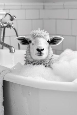 Schaap in de Badkuip - Een Grappige Aanblik!