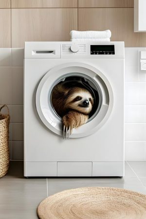 Slome Sloth in de Wasmachine