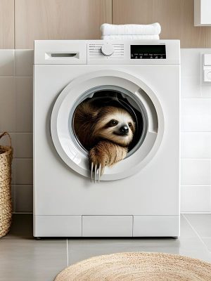Knuffelige Wasbeer in de Wasmachine!