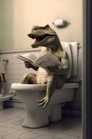 Toilet T-Rex Met Tijdschrift