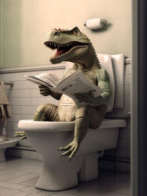Dino op het toilet!