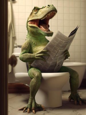Dino met de krant
