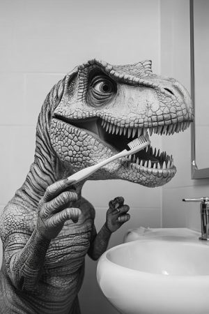 T-Rex in de Badkamer!
