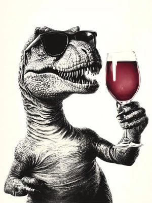 Chillende Dino met Wijn