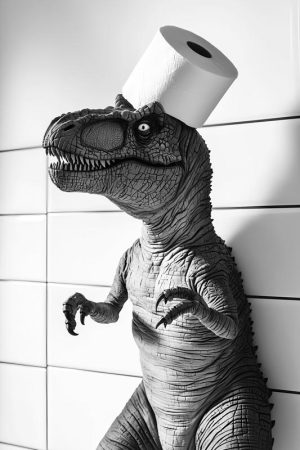 Stoere Dino met Toiletpapier