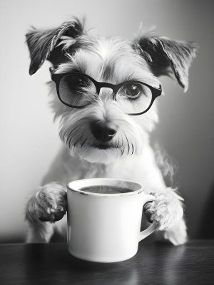 Slimme Hond aan de Koffie